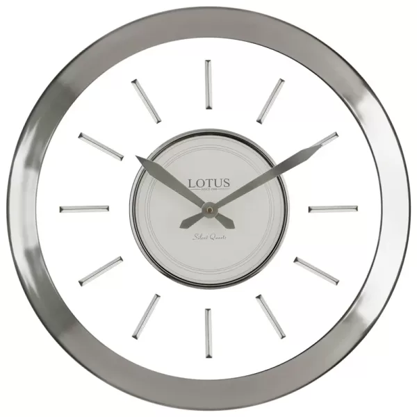 ساعت دیواری لوتوس 6069 MG فلزی صفحه کریستالی مدل SANDRA رنگ SILVER