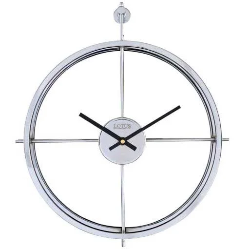 ساعت دیواری فلزی لوتوس رنگ سیلور مدل برونا M-18029