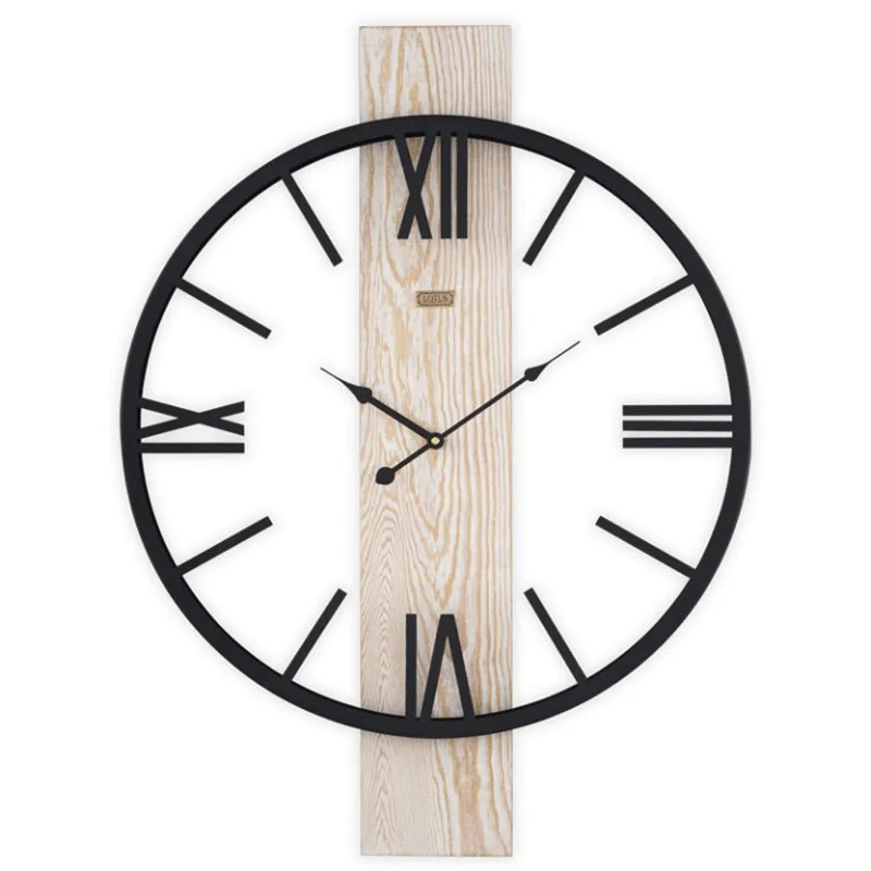 ساعت دیواری چوبی لوتوس رنگ وایت واش مدل وینی لند WM-20141