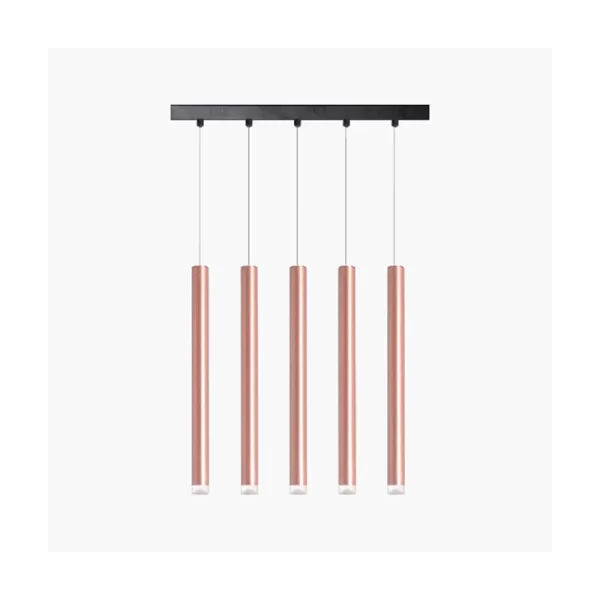 لوستر مدرن سقفی پایپ لایت ۵شاخه خطی رزگلد