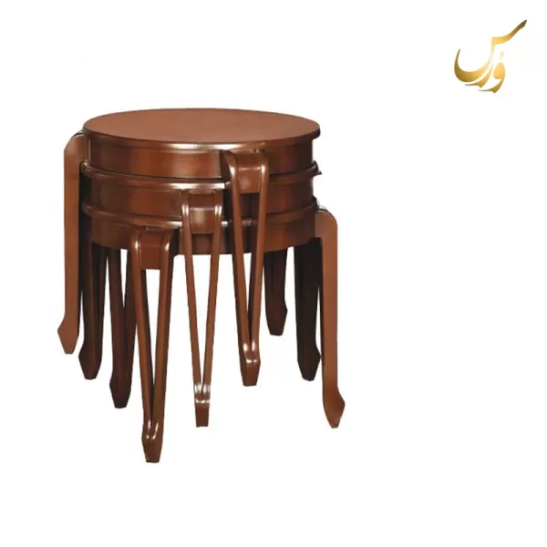 میز عسلی سه پارچه چوبی گرد کد 80